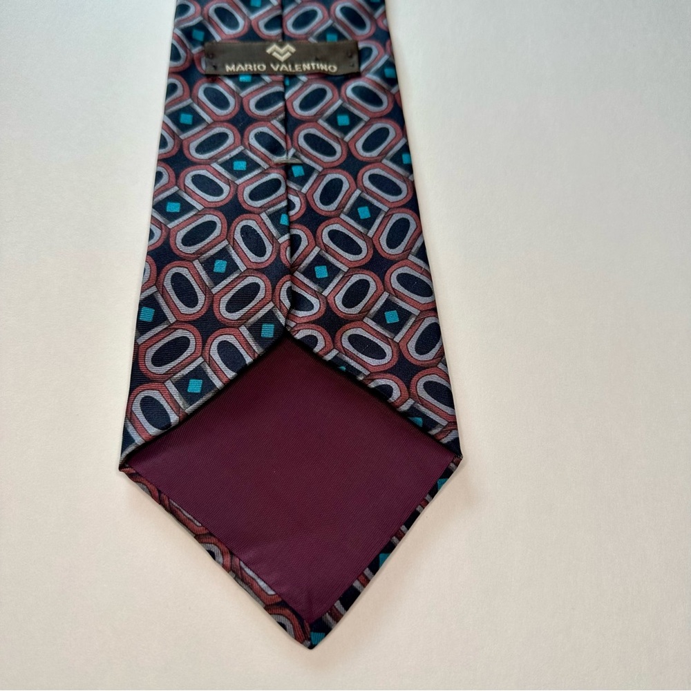 Vintage Valentino Italian Silk Classic Geometric Patterned Tie, by Mario 3.75” - Picture 5 of 7